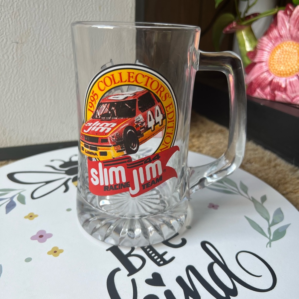 Vintage 1995 collections addition Slim Jim racing heavy glass mug